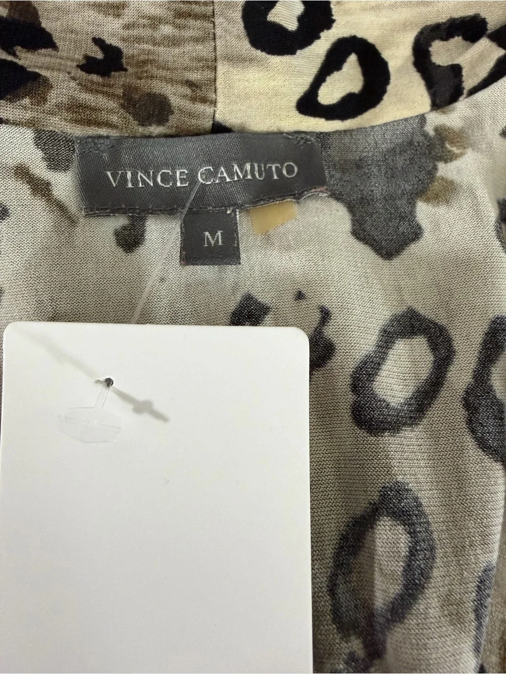 Vince Camuto Black and Taupe Animal Print Blouse women’s medium